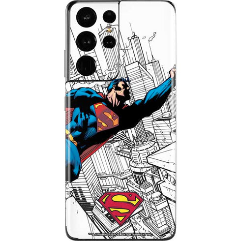 DC Comics Superman Flying Over City Pose Galaxy S21 Ultra 5G Skin